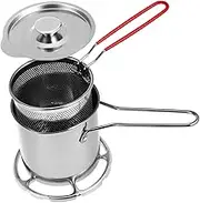 Ciieeo 1Set Stainless Steel Deep Fryer Kit with Basket and Lid Frying Pot for Chips Fish Vegetables and More Practical Kitchen Cooking Tool with Nonslip Handle