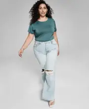 MSRP $24 And Now This Women Plus Size Crewneck Bodysuit Shirt Green Size 3X