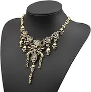 Vintage Creative Halloween Skull Necklace Chain Jewellery Women Pirate Cosplay Fancy Dress Costume Accessory