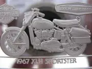 1.4-OZ.999 PURE SILVER 1967 SPORTSTER 9OTH ANNIV HARLEY DAVIDSON BAR INGOT +GOLD