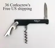 Hubert Corkscrews Wine Bottle Opener with Knife Stainless Steel/ Black Set of 36