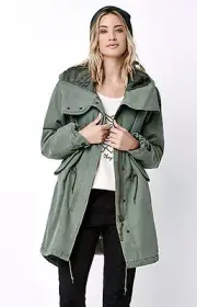 WOMEN'S/JRS OBEY BRIGHTON PARKA ARMY GREEN NEW $185 jacket coat