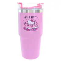 在飛比找PChome24h購物優惠-Hello Kitty 不鏽鋼飲料杯附吸管 600ml (粉