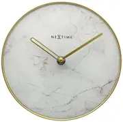NeXtime 20cm Marble Table/Desk Round Analogue Clock Home/Office Decor White/Gold
