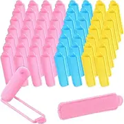 Classicseali 56PCS Sponge Hair Rollers, Hot-Free Sponge Curlers, Soft Foam Hair Rollers for Women, for Hairs Styling, Long and Short Hairs, for Ladies and Children, Pink, Yellow, Blue