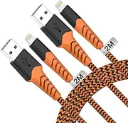HARIBOL Apple iPhone Charger, iPhone Charger Cable 2M 2Pack,Lightning to USB Cable iPhone Charging Cable Fast Charging Compatible with iPhone 14 13 12 11 Pro Max Mini XS XR X 8 7 Plus iPad-Orange