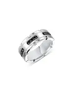 Bloomingdale's Fine Collection Men's Black Diamond Link Inspired Band in Tungsten & Sterling Silver, 0.32 tcw