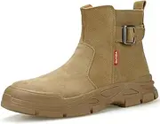 GLANOUDUN Work Boots for Men Steel Toe Boots Slip on Welding Boots Indestructible Mens Steel Toe Shoes Fireproof Safety Toe Shoes Construction Boots for Welder Men's Work & Safety Footwear