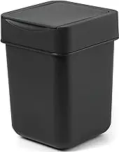 carrotez Mini Trash Can, Small Trash Can, 2 Liter/ 0.5 Gallon, Mini Wastebasket, Garbage Container Bin for Coffee Bar, Vanity, Desk, Countertop - Black