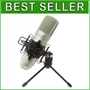 Unidirectional Large Diaphragm Silver Microphone with Shock Mount & Accessories
