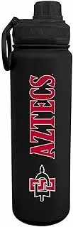 Campus Colors NCAA Stainless Steel Water Bottle - Twist on cap - 24 oz - Carry Clip - Keeps Your Drinks Hot or Cold for Hours (San Diego State Aztecs - Black)