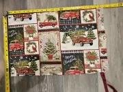 Gift Bag Fabric Handmade w/Drawstring HOLIDAY RED TRUCK THEME & CARDINAL20x13in