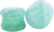 [Decentraland] 2 PCS 6mm(2G) Emerald Stone Double Horn Shape Thickness 12mm Stone Earplug Extender Measuring Instrument Piercing Jewelry For Men And Women