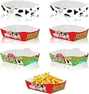 MORAINJAY 24 Pcs Farm Animal Paper Food Trays, Paper Tray Snack Boats for Kids Birthday Party, Barnyard Themed Party Tableware, Perfect for Chips, BBQ & Picnic