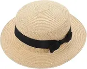 [Healvian] Wide Brim for Women Elegant UV Protection Travel Cap Breathable Foldable Summer Boater Hat with Flower Embellishments for Beach White