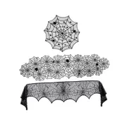 3Pcs Halloween Decoration Set Table Runner Spider Web Gothic Cobweb Lace