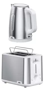 Braun Purshine Kettle WK1500WH & Braun PurShine Toaster HT1510WH Bundle