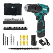 12V CORDLESS DRILL DRIVER and 13 PC HEX SHANK QUICK CHANGE DRILL BITs ...