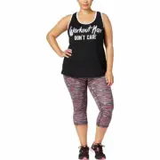 Material Girl Womens Plus Graphic Pull Over Tank Top, Noir, XX-Large