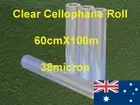 4X Roll 60cmX100m Clear Cellophane Bopp 38micron post