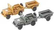 2pcs 4D Model Kits Simulation 1/72 WWII Truck with Trailer Play Set