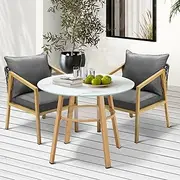 Livsip 3PCS Outdoor Dining Setting Patio Furniture Set 90cm Table Lounge Chairs
