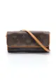 二奢 Pre-loved Louis Vuitton pochette Twin PM monogram Shoulder bag PVC leather Brown