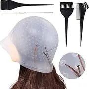Punched Hole Silicone Highlighting Cap with Hair Coloring Brushes and Needle,Highlighting Frosting Cap,highlight cap,Professional Salon Silicone Hairdressing Tools for Women Men