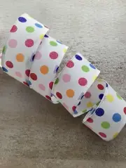 5 yds. MULTIPLECOLOR POLKA DOT WIRE EDGE RIBBON 1 1/2" Wide