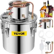 VEVOR Moonshine Still 9.6Gal 38L Stainless Steel Water Alcohol Distiller Copper Tube Home Brewing Kit Build-in Thermometer for DIY Whisky Wine Brandy,