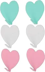 Totority 6pcs Heart Shaped Adhesive Hooks for Decor Durable Hangers for Key Holder Bathroom Towels and Items Sweet and Charming Design