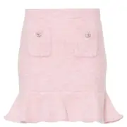 [Self-Portrait] Pink Fluffy Rib Knit Mini Skirt
