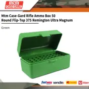 Mtm Case-gard Rifle Ammo Box 50 Round Flip-top 375 Remington Green #rlld-50-10
