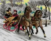 "A Riding Tour" Printed Canvas for Tapestry Gobelin Embroidery 3347M