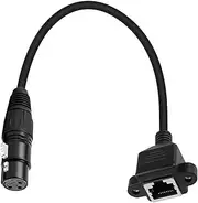 RJ45 Adapter Cable, 3-Pin Network Connector, Female Ethernet Extension, Stable Signal Transmission, Durabless Design, Ideal for Stage, Audio, Controller Setup, 11.81 inches Black