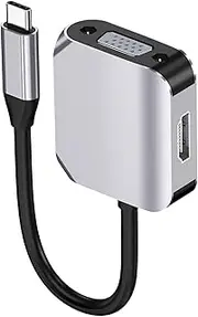 Aluminum Alloy USB C to HDMI VGA Adapter, Multi-Display Video Converter