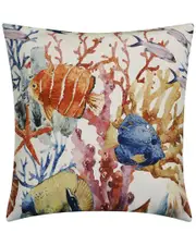 Edie Home Sealife Beaded & Embroidered Indoor/Outdoor Pillow