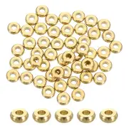 100 Pcs Brass Spacer Beads, 4mm Flat Round Beads Metal Heishi Bead, Gold