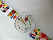 FLOWERZ! Whimsical & Colorful Floral Swatch with Silicone Strap! NIB-RARE!