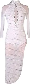 [Zagitova] Ice Figure Skating Dress for Girls Breathable Women Latin Competition Dance Outfits with Shiny Rhinestone