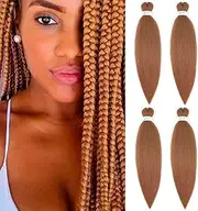 [SOKU] Prestretched Braiding Hair 4 Packs 24 Inch Auburn Brown- Synthetic Crochet Braids Natural and Soft Box Braids Hot Water Setting Professional Yaki Straight