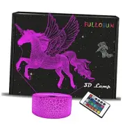Unicorn Gifts for Grils,3D Illusion Night Light Bedside Lamp wtih Remote