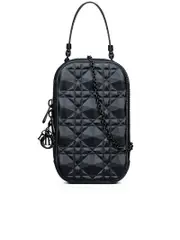 Lady Dior Tech Phone Holder in Ultramatte Black Cannage Calfskin
