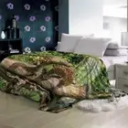 Brown Wood Line Elephant Bird 3D Warm Plush Fleece Blanket Picnic Sofa Couch