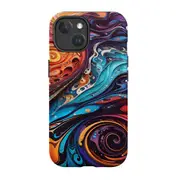 For iPhone 15 Tough Case Compatible with MagSafe Swirling Paint