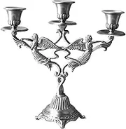 Metal Candelabra,3 Arms Taper Candle Holder with Stable Wide Base, Metal Candlestick Stand for Long Candles, Bronze Antique Candlestick Holder for Wedding Party Home Decor