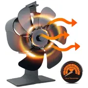 6 Blades Fireplace Fan Heat Self-Powered Wood Stove Top Burner Silent Eco Heater