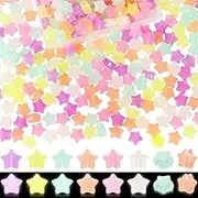CCOZN 200 Pcs Glow in Dark Star Beads for Jewelry Making, Luminous Pony Beads Bulk With Box, 13mm Charms for DIY Crafts Bracelet