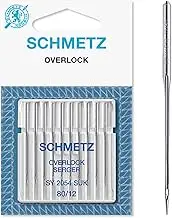 SCHMETZ | 10 Sewing Machine Needles | Overlock Jersey | SY 2054 SUK / 16X75 SUK | Needle Thickness 80/12 | Note: Check The Recommended Needle System in The User Manual
