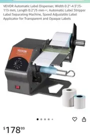 VEVOR Auto Label Dispenser 110V Label Machine Portable for Various Label Sizes